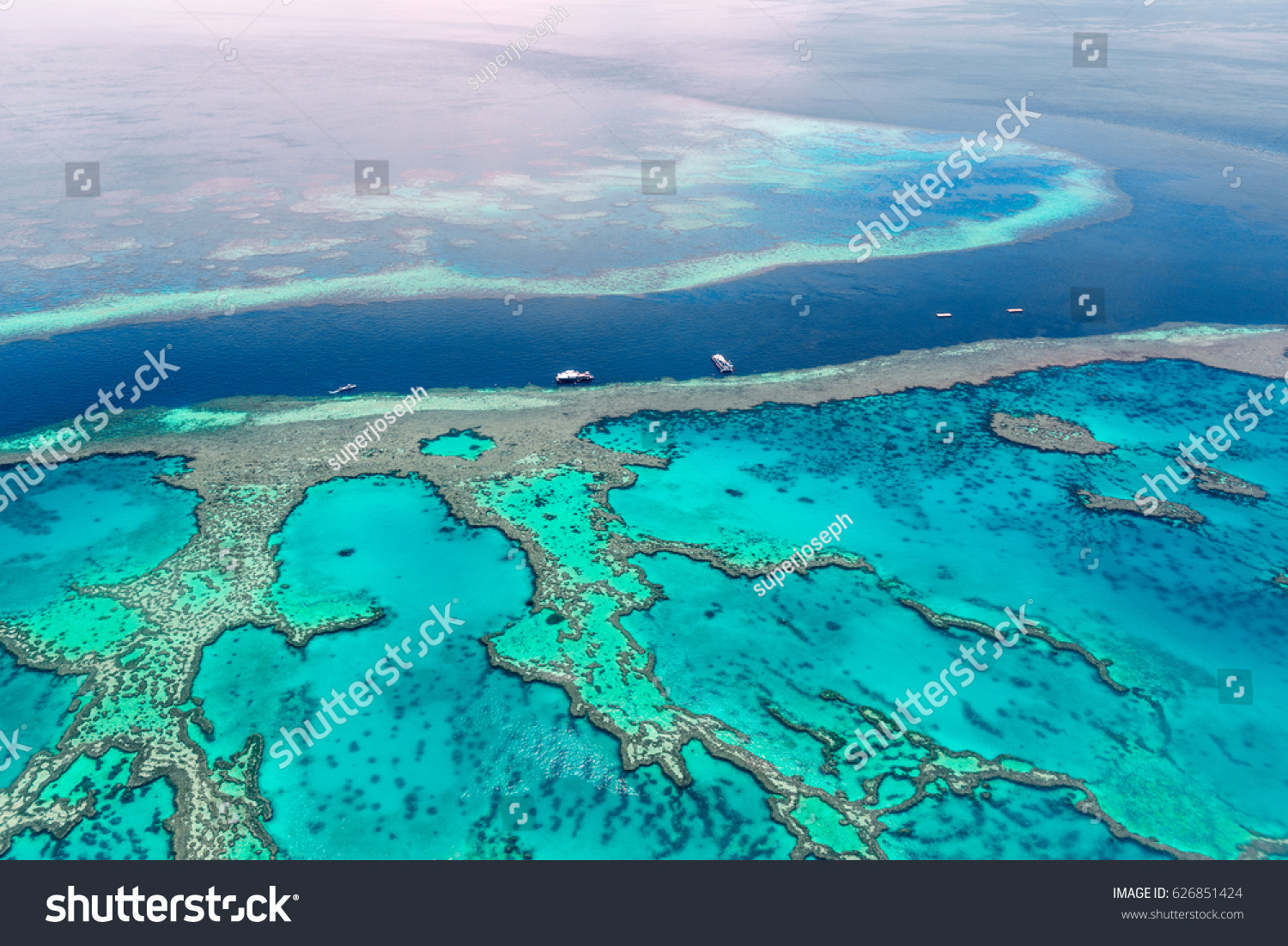 Aerial view of the Great Barrier Reef #626851424