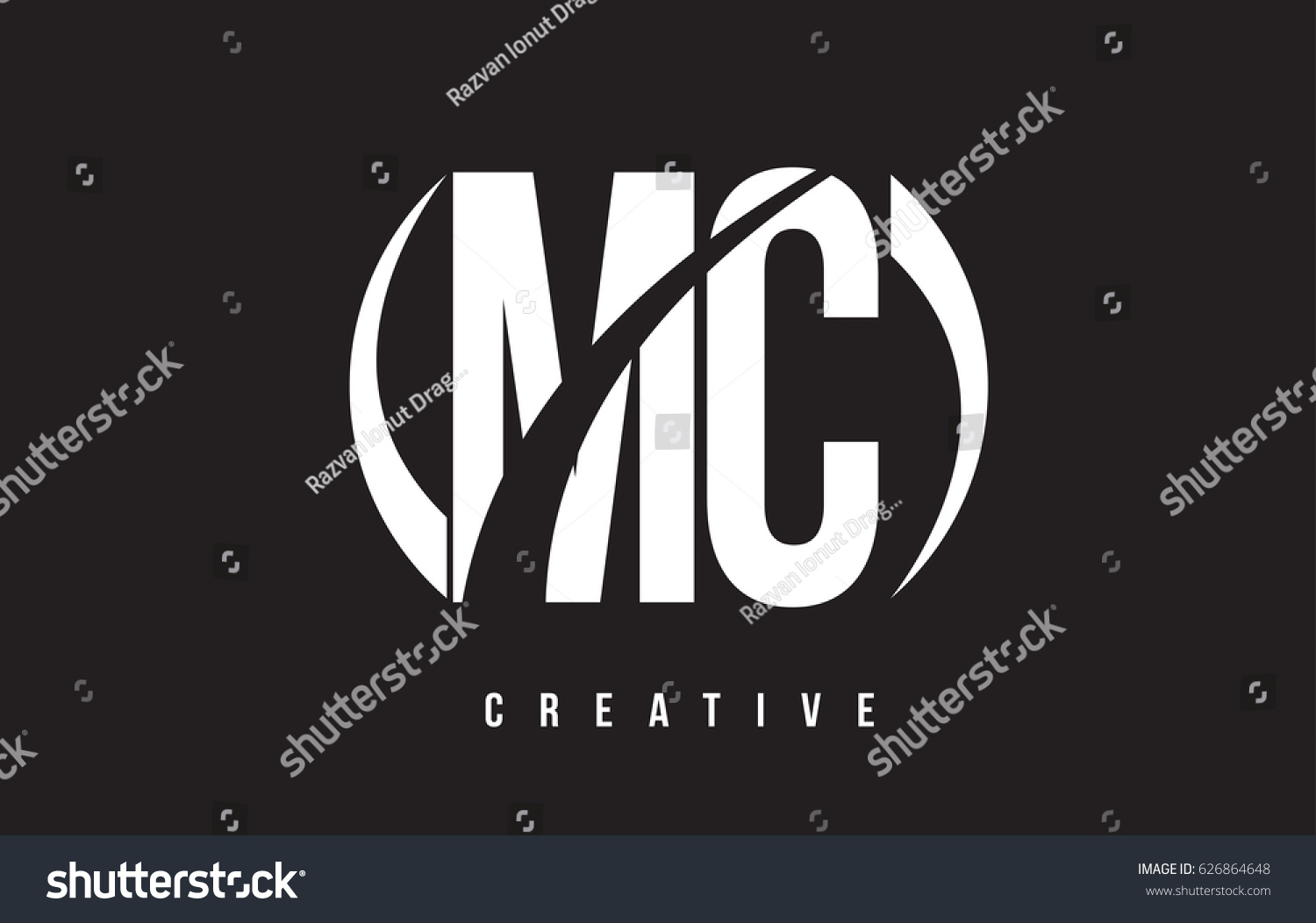 MC M C White Letter Logo Design with White - Royalty Free Stock Vector ...