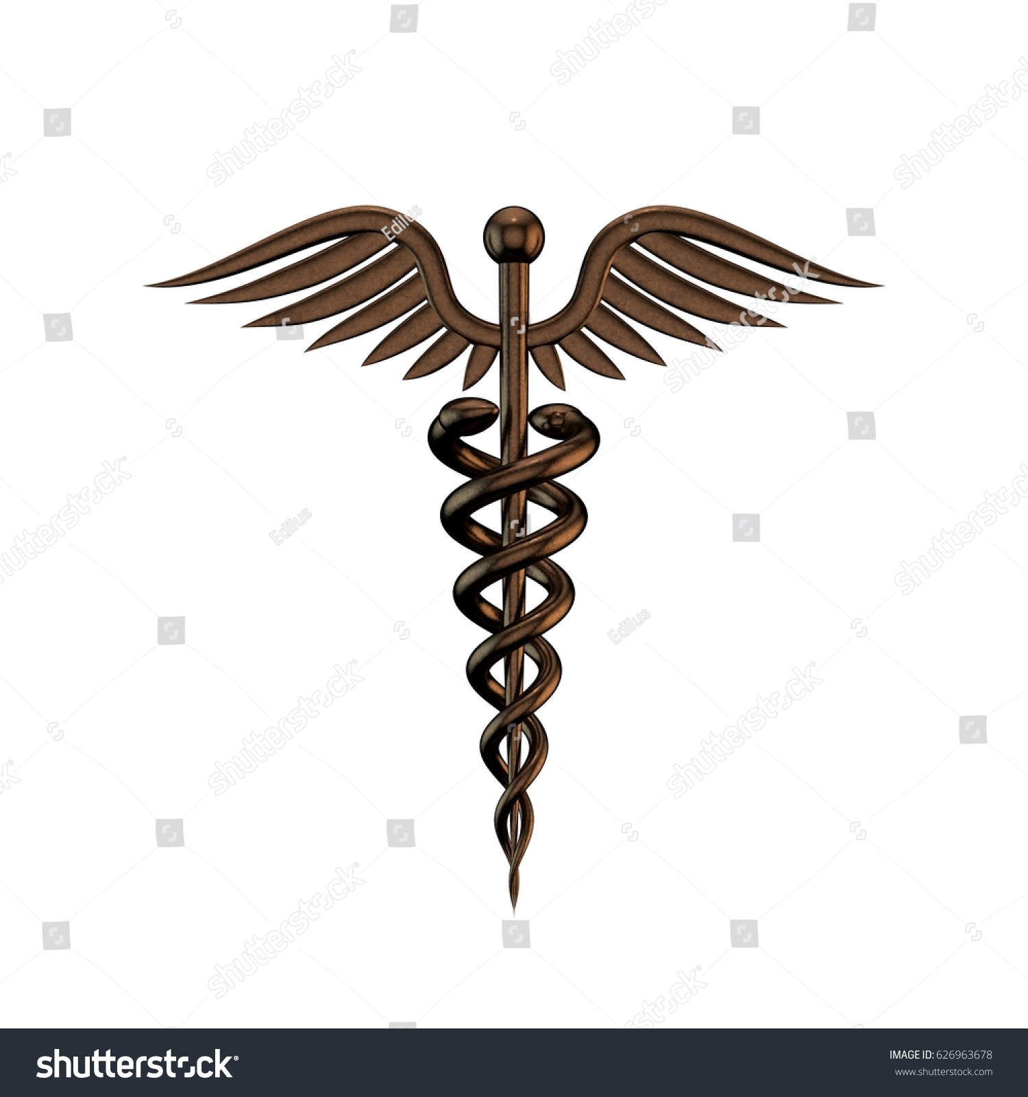 Metallic medical symbol. Isolated on white background. 3D rendering illustration. #626963678