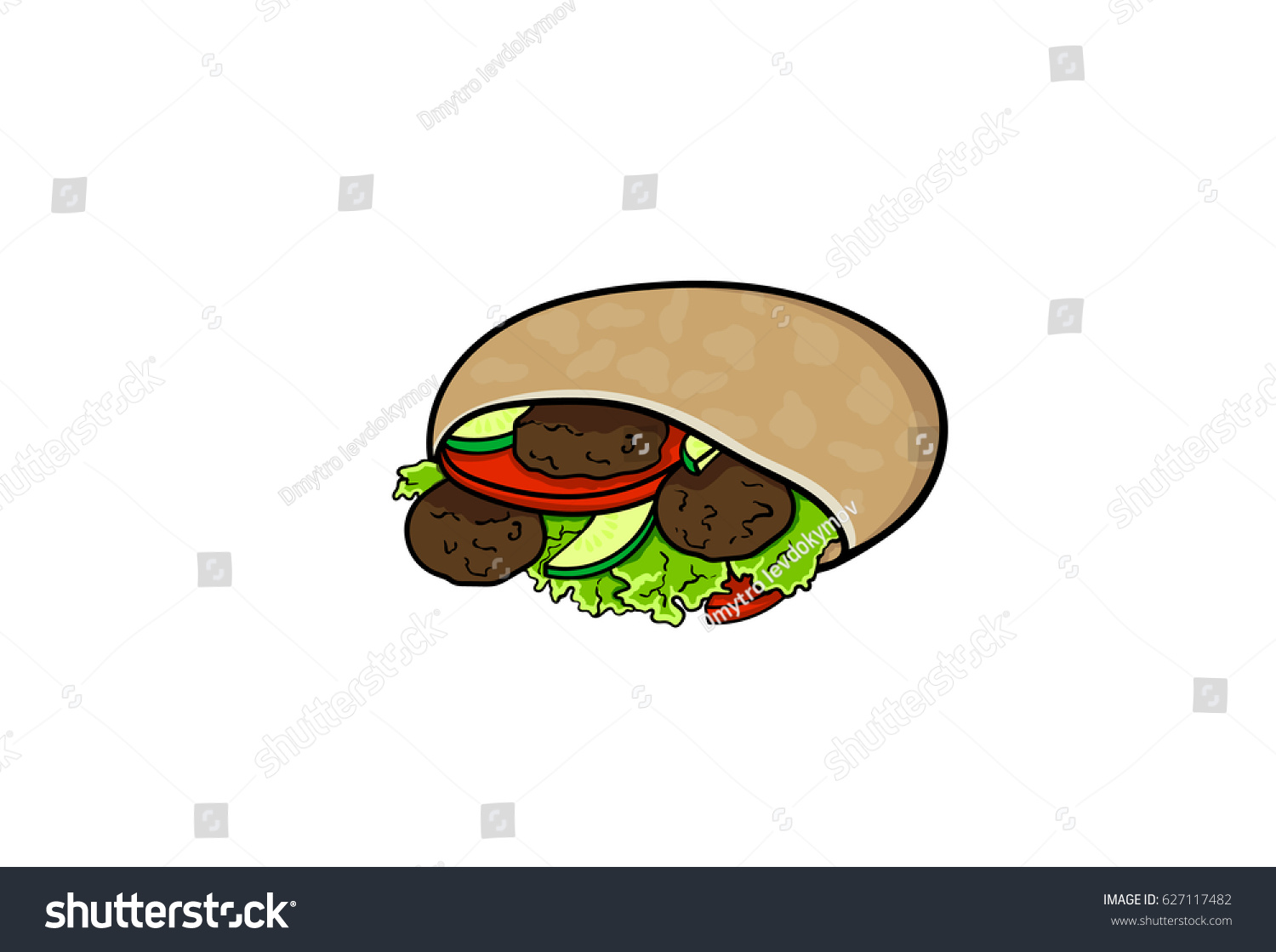 falafel, cartoon hand drawn illustration - Royalty Free Stock Vector ...