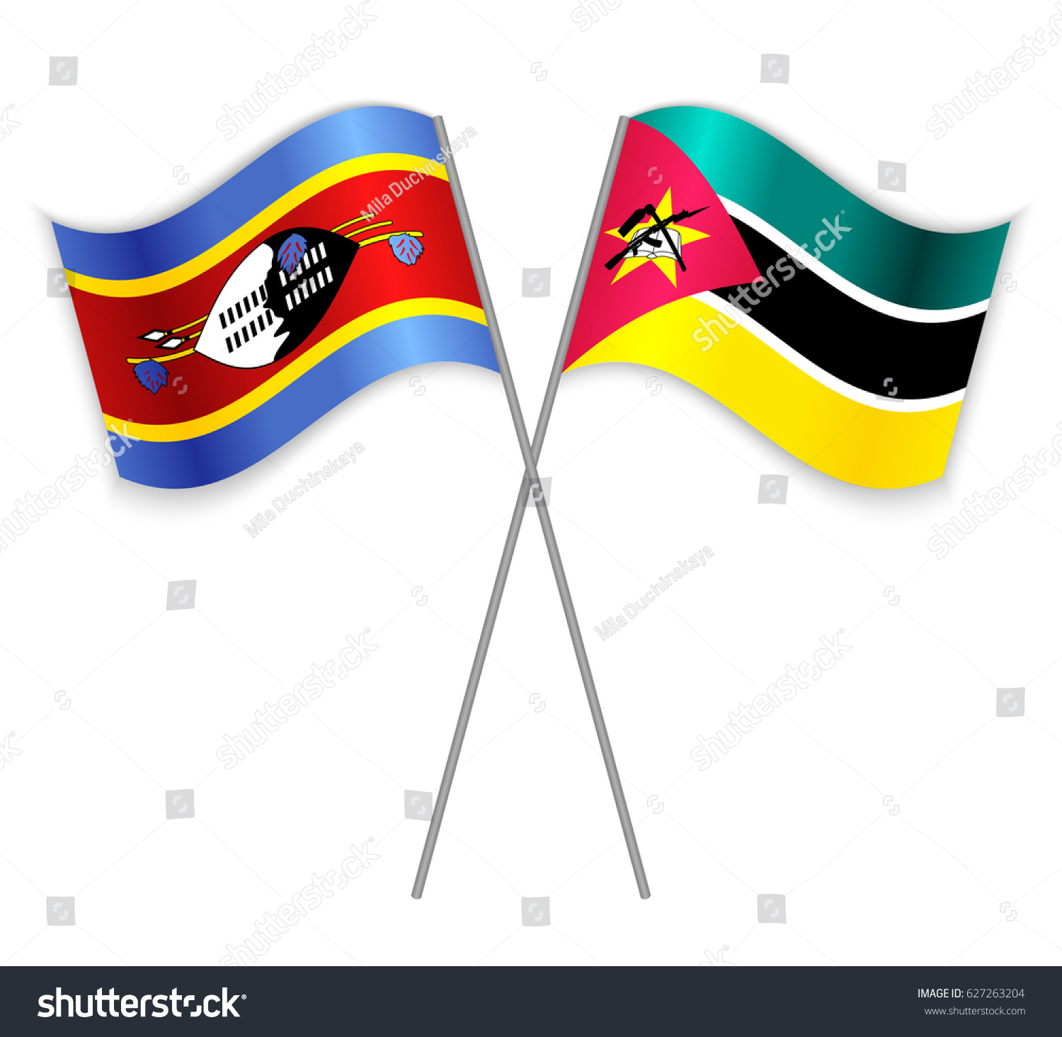 Swazi and Mozambican crossed flags. Swaziland - Royalty Free Stock ...