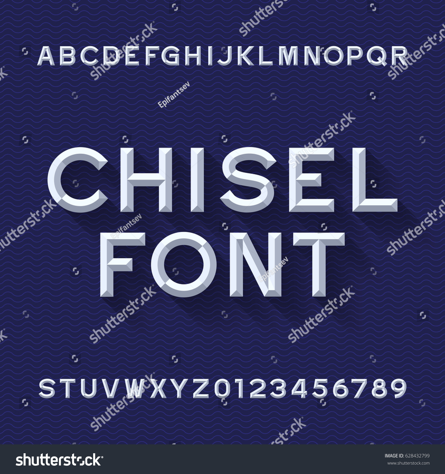 Chisel Alphabet Vector Font. Type letters and - Royalty Free Stock ...