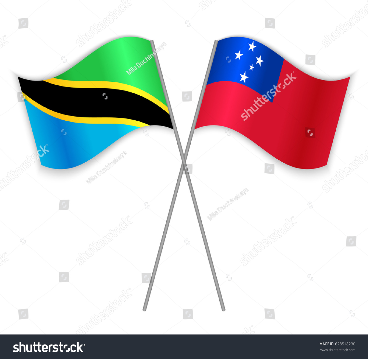 Tanzanian And Samoan Crossed Flags Tanzania Royalty Free Stock Vector 628518230 