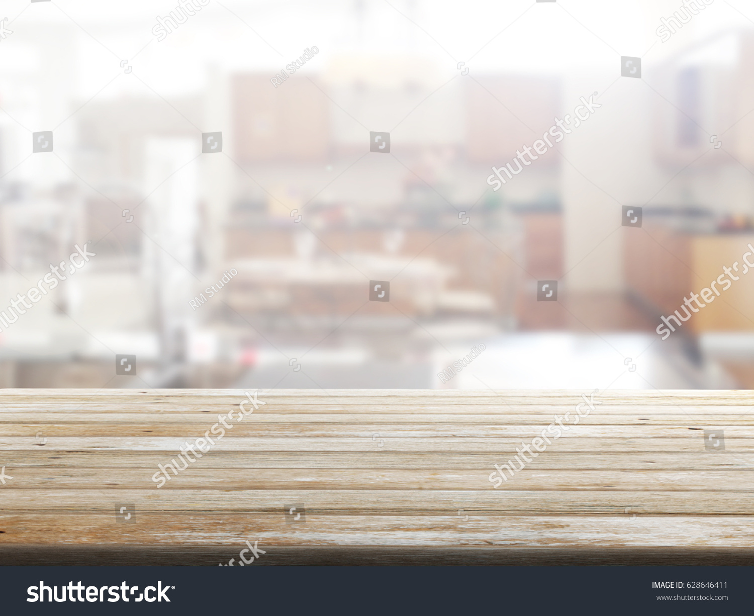 closeup top wood table with Blur Background #628646411