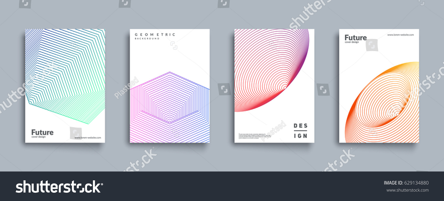Minimal covers set. Future geometric design. Abstract 3d meshes. Eps10 vector. #629134880