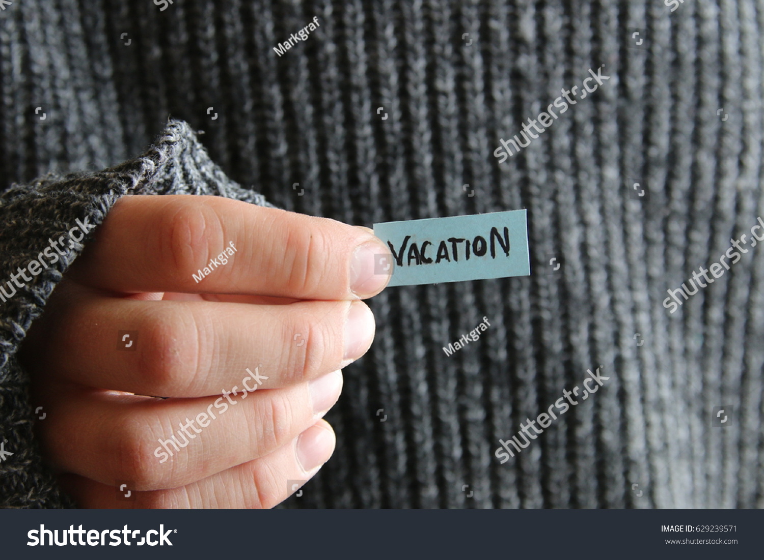 vacation - inscription on the tag #629239571