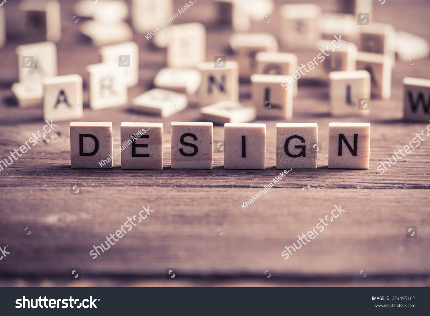 Design word collected of elements of wooden elements with the letters #629495102