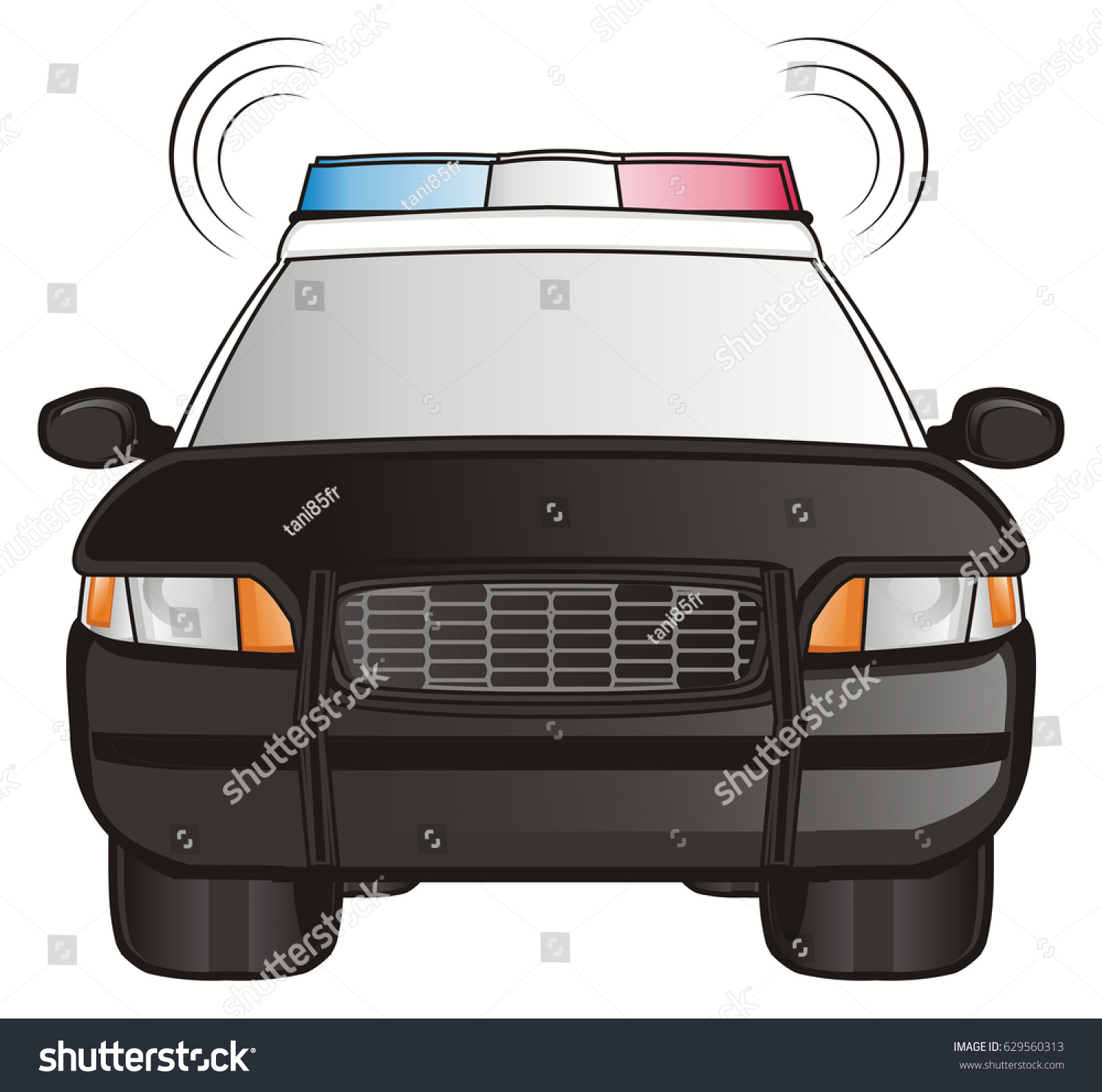 Black Police Car With Loud Sirens - Royalty Free Stock Photo 629560313 