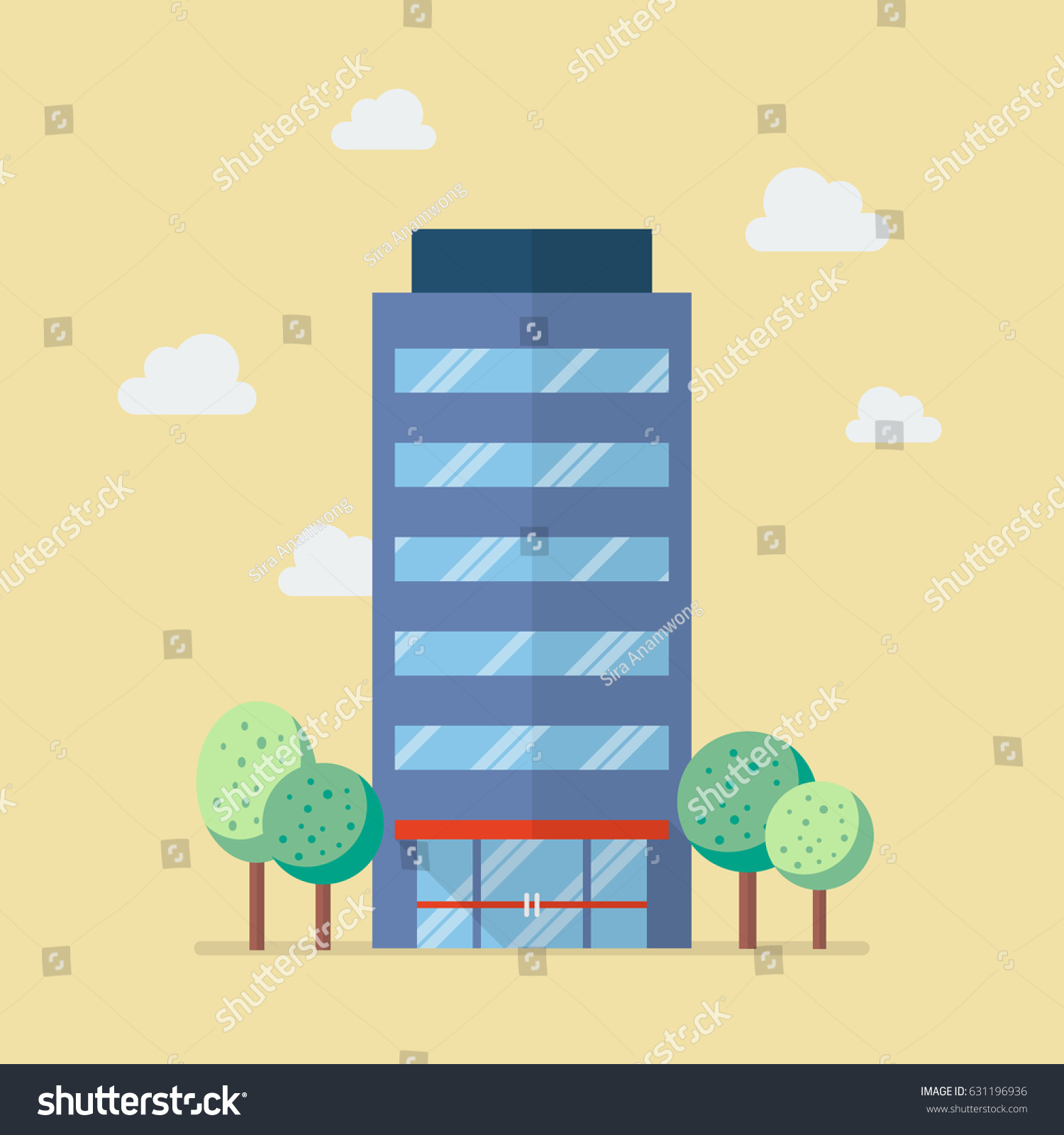 Company building in flat style. Vector Illustration #631196936