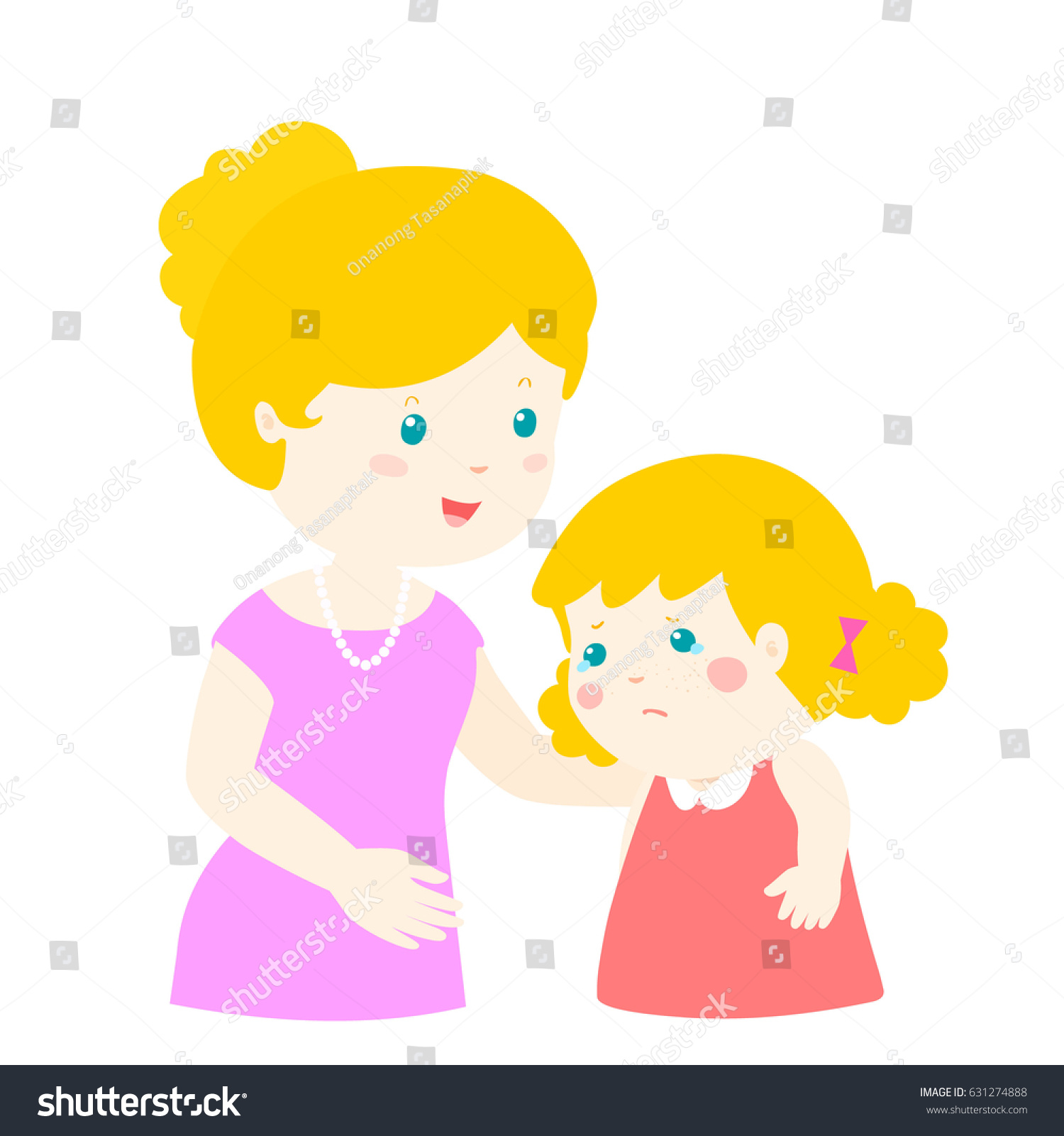 Mother Soothes Crying Son Vector Illustration Royalty Free Stock Vector 631274888 