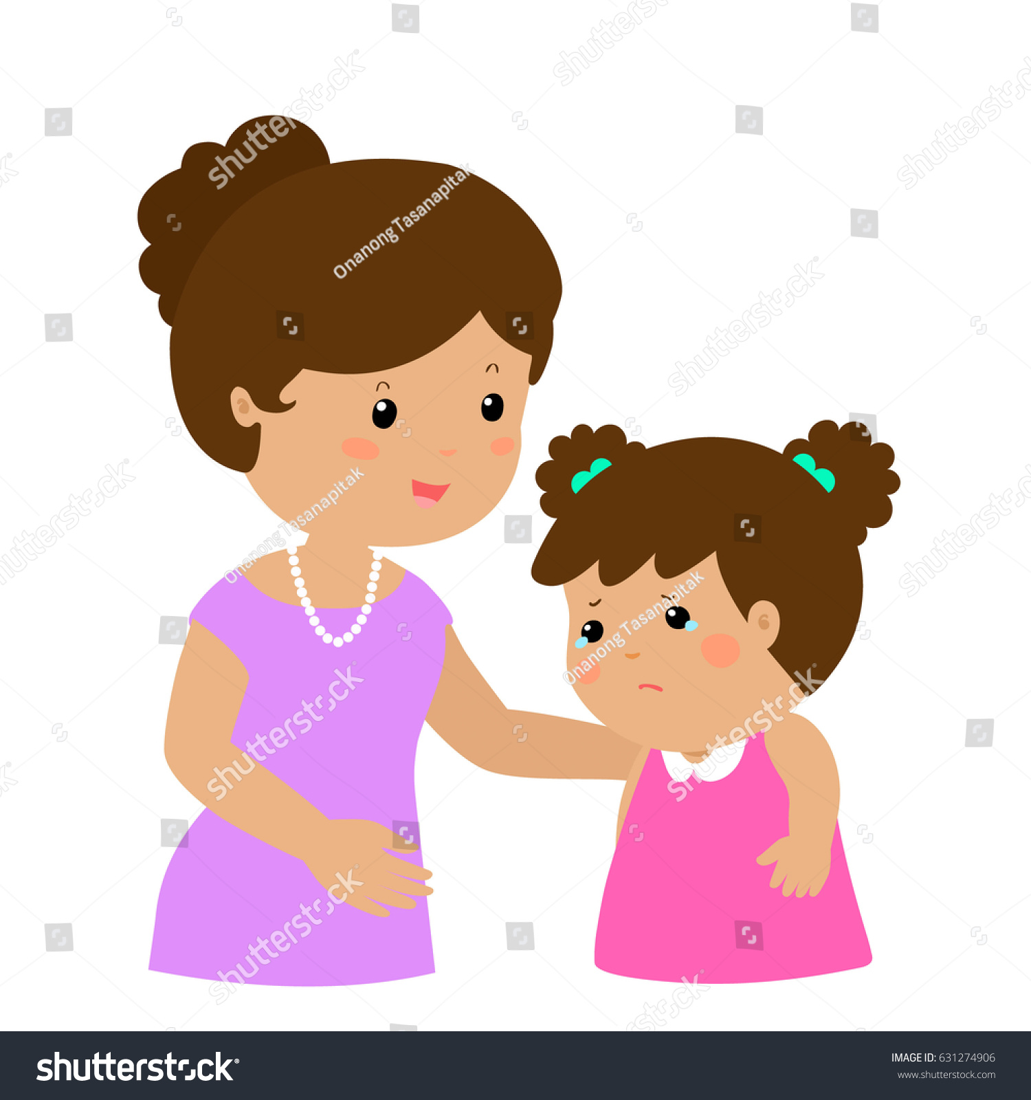 Mother Soothes Crying Son Vector Illustration Royalty Free Stock Vector 631274906 