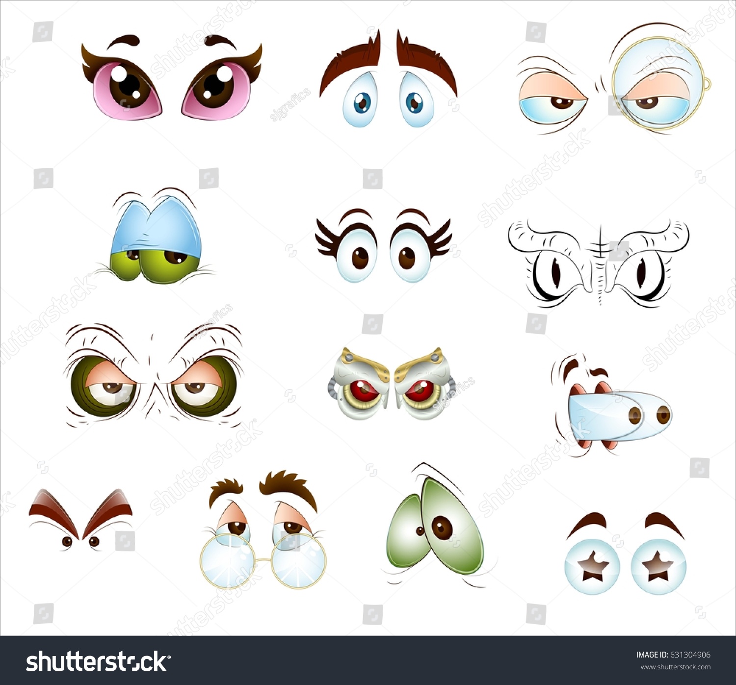 Cartoon characters eyes - Royalty Free Stock Vector 631304906 - Avopix.com