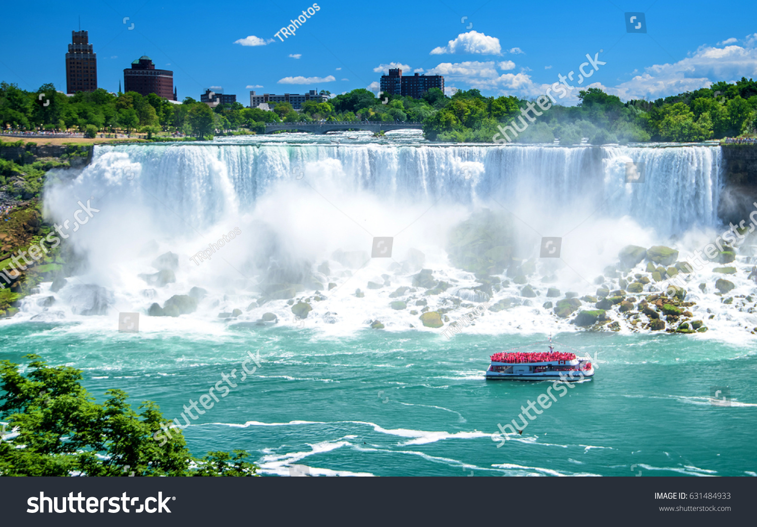 Beautiful Niagara Falls on a clear sunny day. Niagara, Canada #631484933
