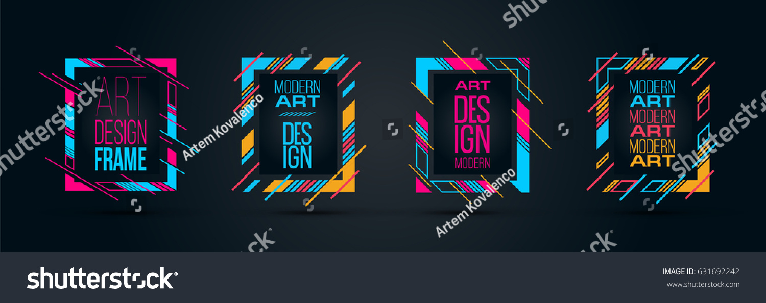 Vector frame Art graphics for hipsters . dynamic frame stylish geometric black background . element for design business cards, invitations, gift cards, flyers brochures. ALSO HAVE VIDEO GRAPHICS #631692242