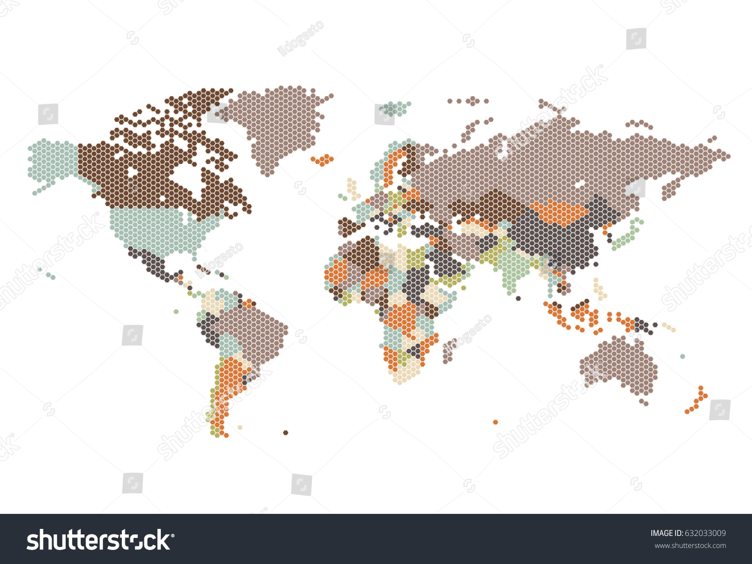 Dotted World map of hexagonal dots on white - Royalty Free Stock Vector ...