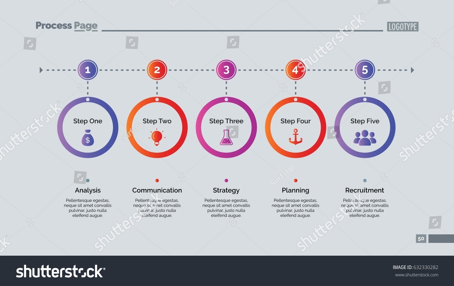 Five Step Process Chart Slide Template - Royalty Free Stock Vector ...