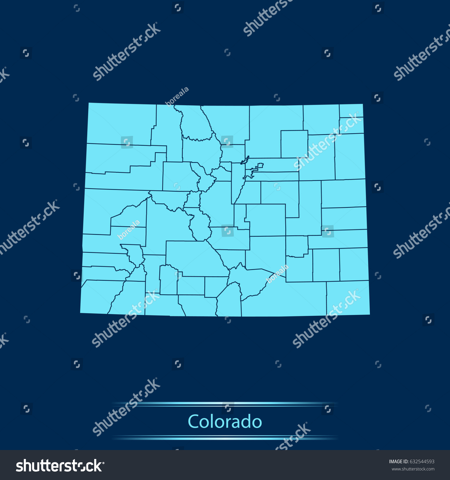 Map Of Colorado - Royalty Free Stock Vector 632544593 - Avopix.com