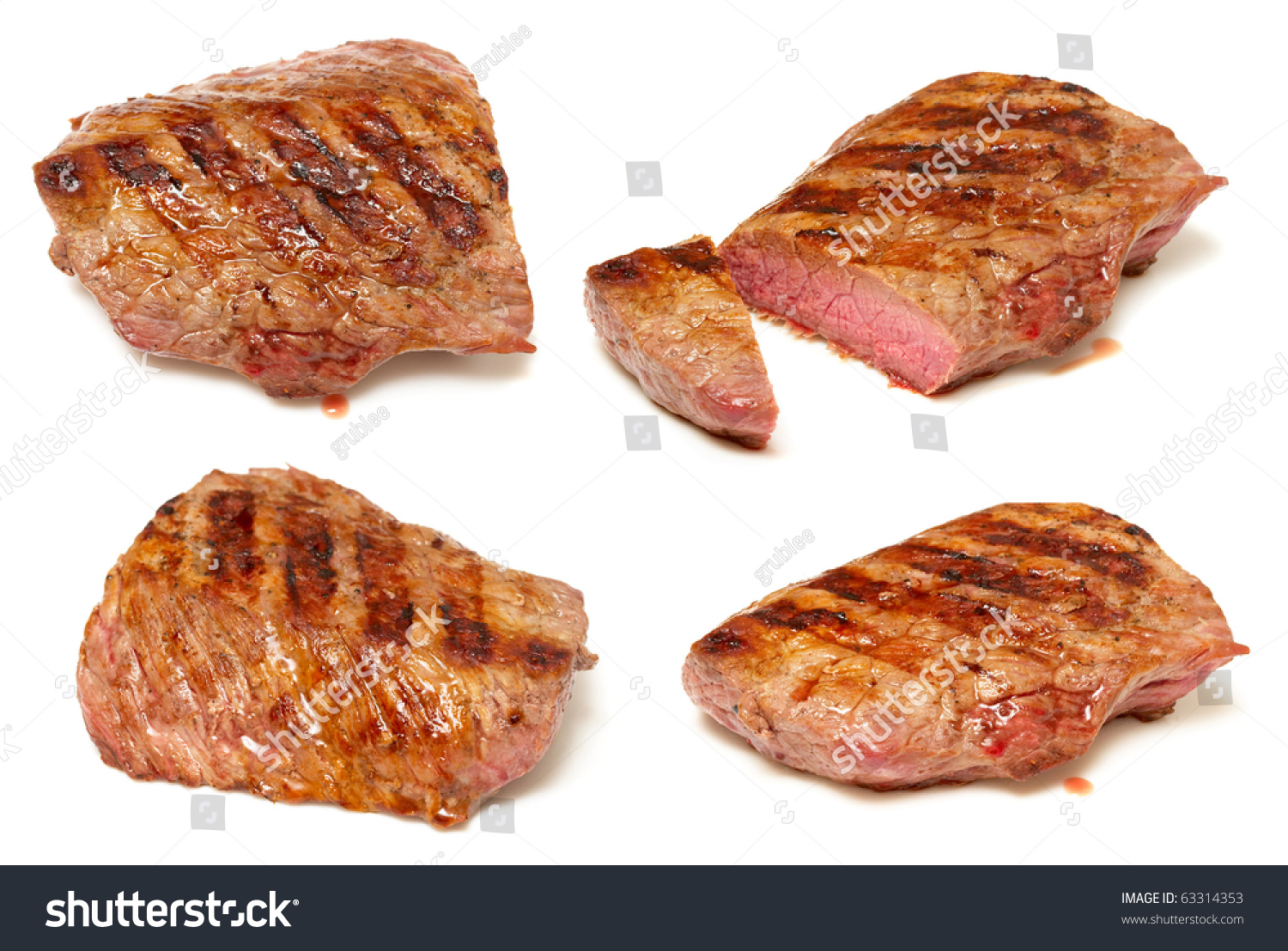 Grilled beef steaks isolated over white - Royalty Free Stock Photo ...