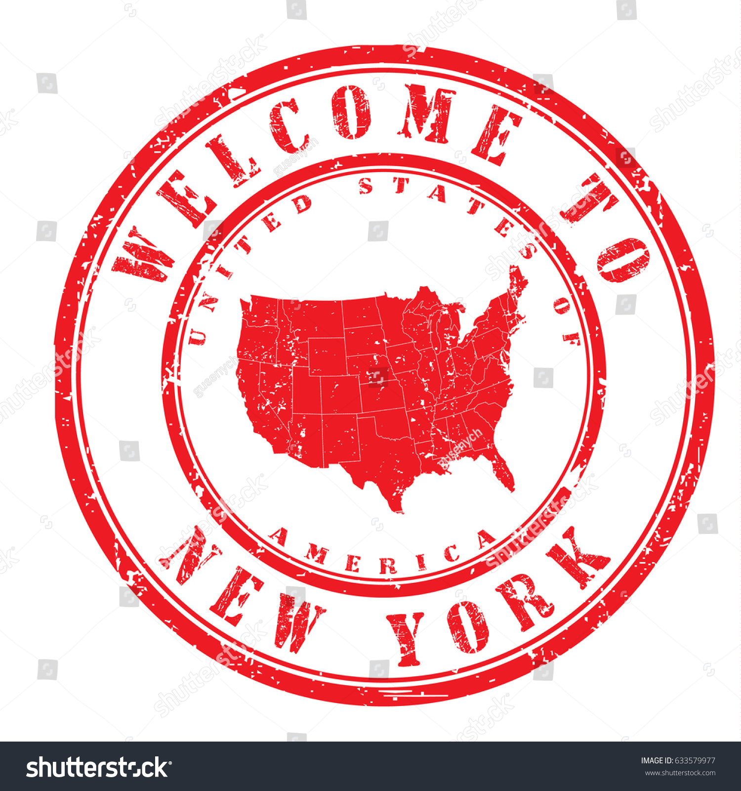 Rubber Stamp Welcome To New York United States Royalty Free Stock Vector 633579977