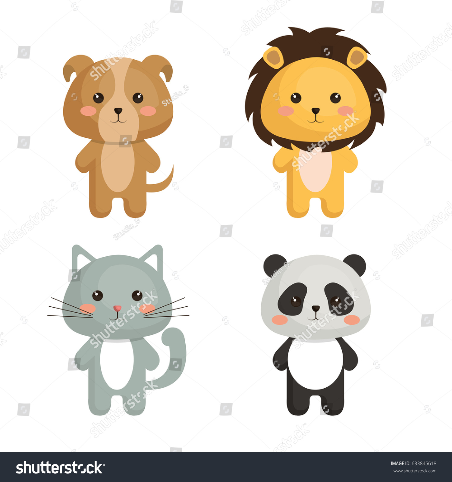 cute and tender animals - Royalty Free Stock Vector 633845618 - Avopix.com