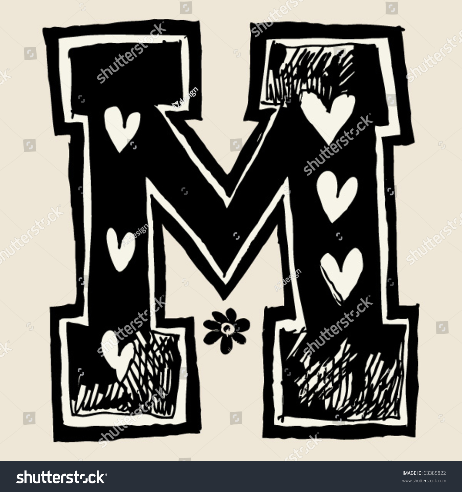 Royalty Free Charcoal Alphabet Doodle M 63385822 Stock Photo