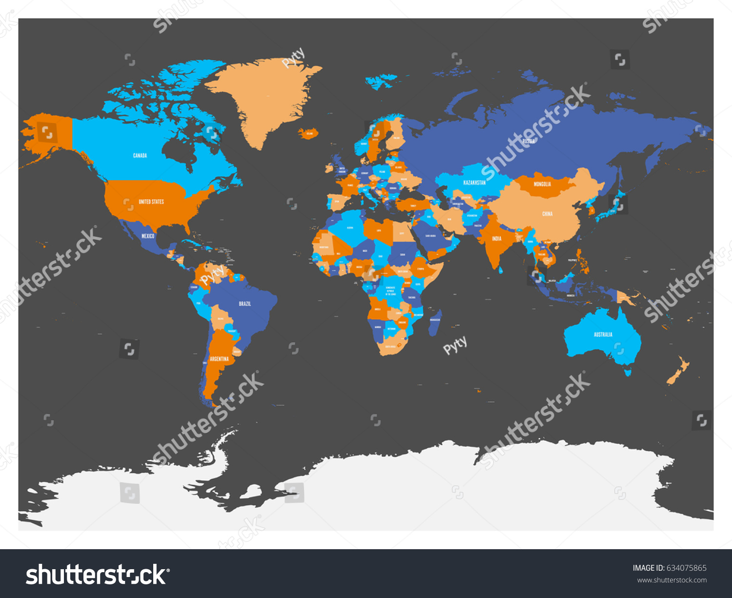 Political map of world with Antarctica. - Royalty Free Stock Vector ...