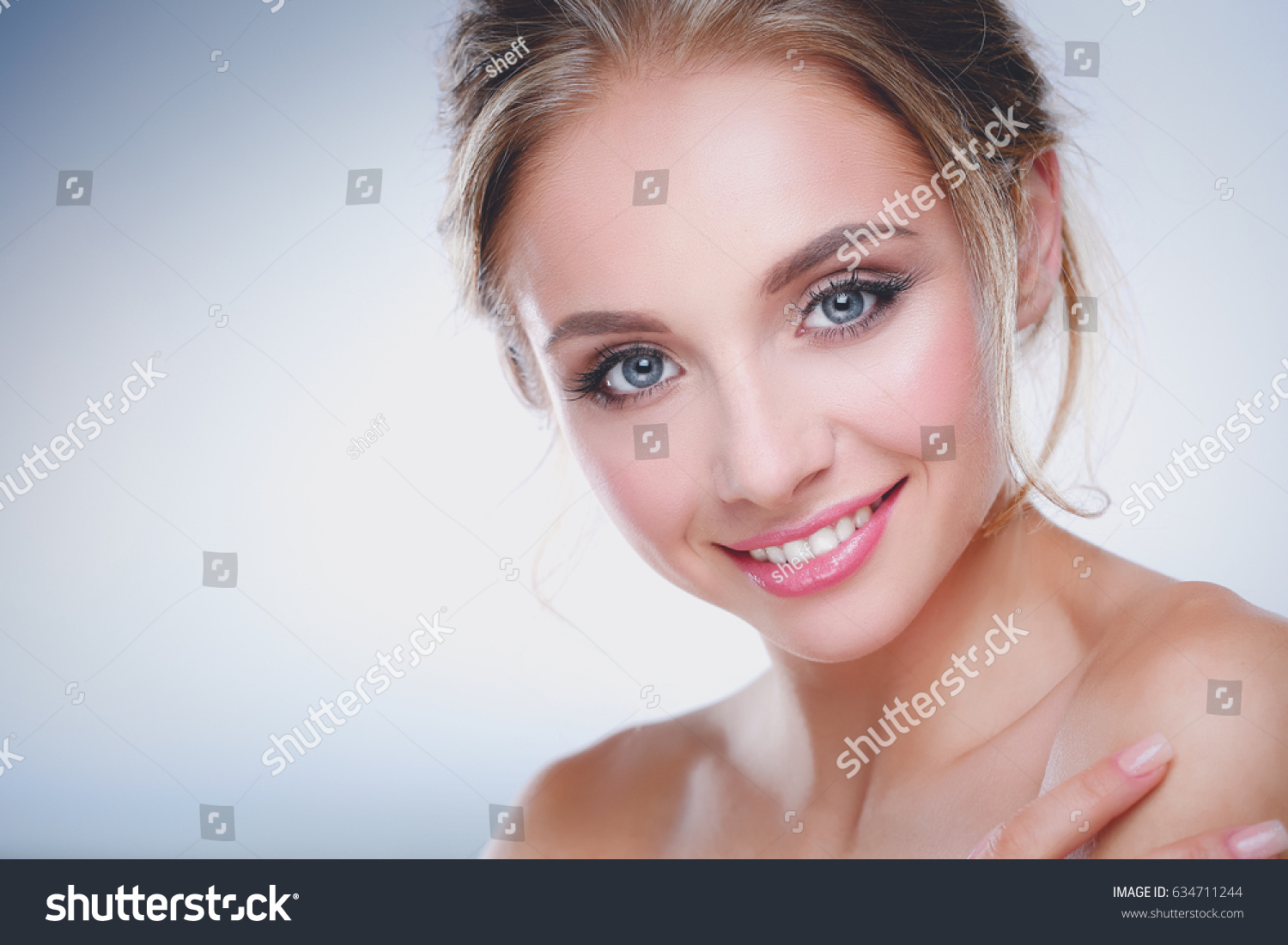 Portrait of beautiful woman on white background #634711244
