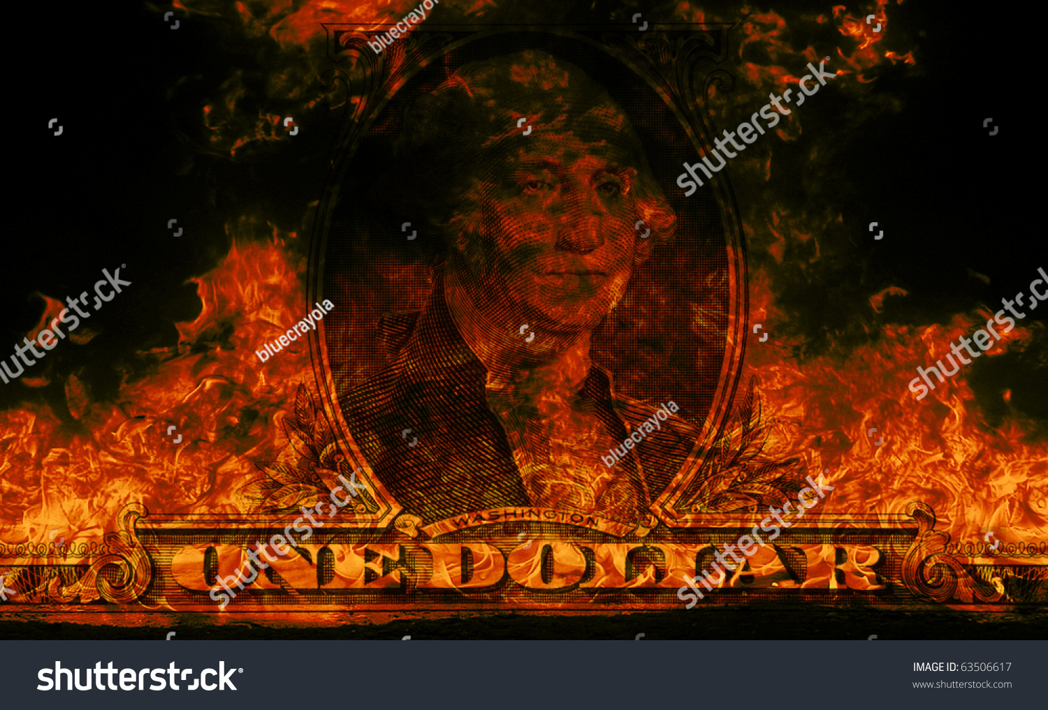 Digital visualization of a burning dollars #63506617