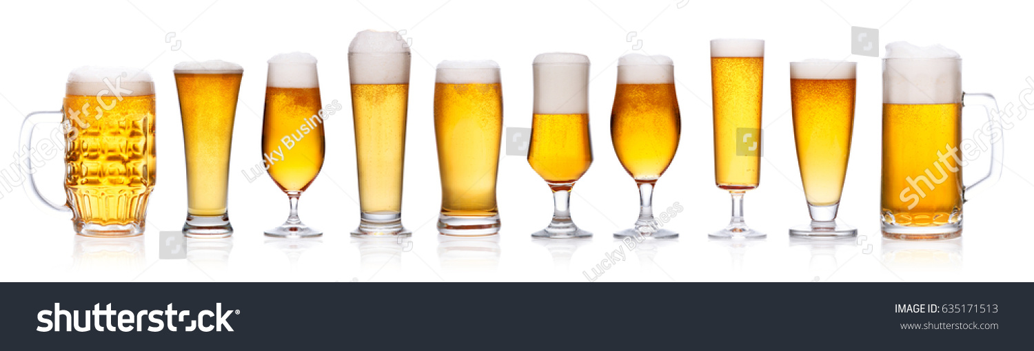 Set of beer glasses isolated on white background #635171513