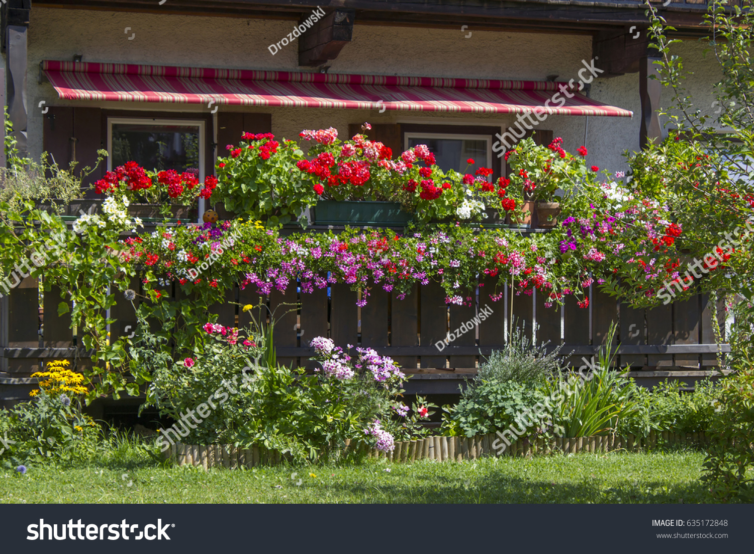 Alp house with a balcony with flower boxes, Tirol, Austria #635172848