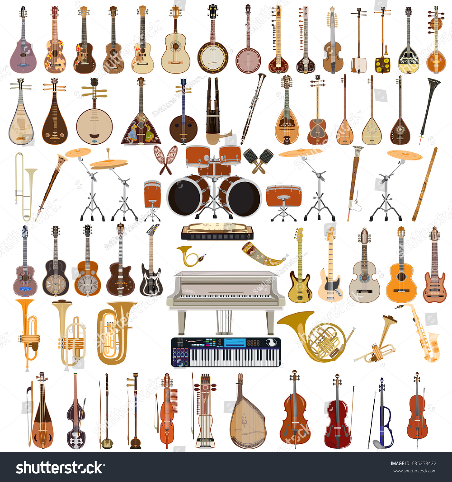 Vector big set of musical instruments isolated - Royalty Free Stock ...