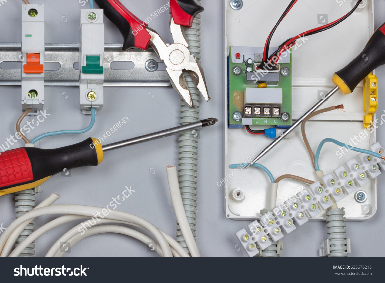  Installation of electrical devices, wires in distribution board #635676215