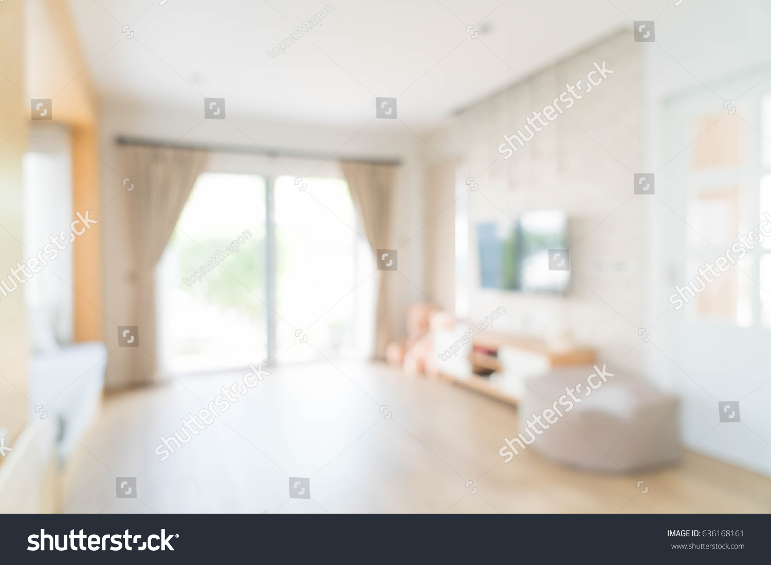 abstract blur curtain interior decoration in living room with sunlight #636168161