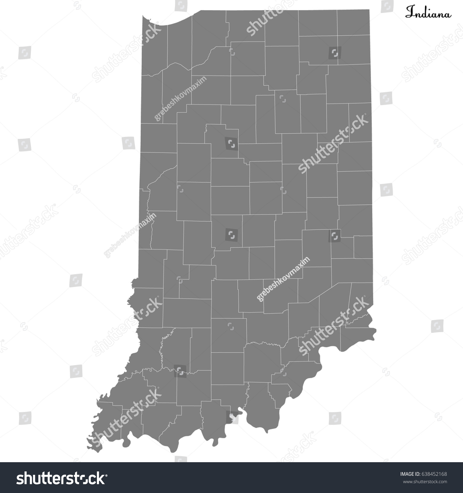 High Quality map of U.S. state of Indiana with - Royalty Free Stock ...