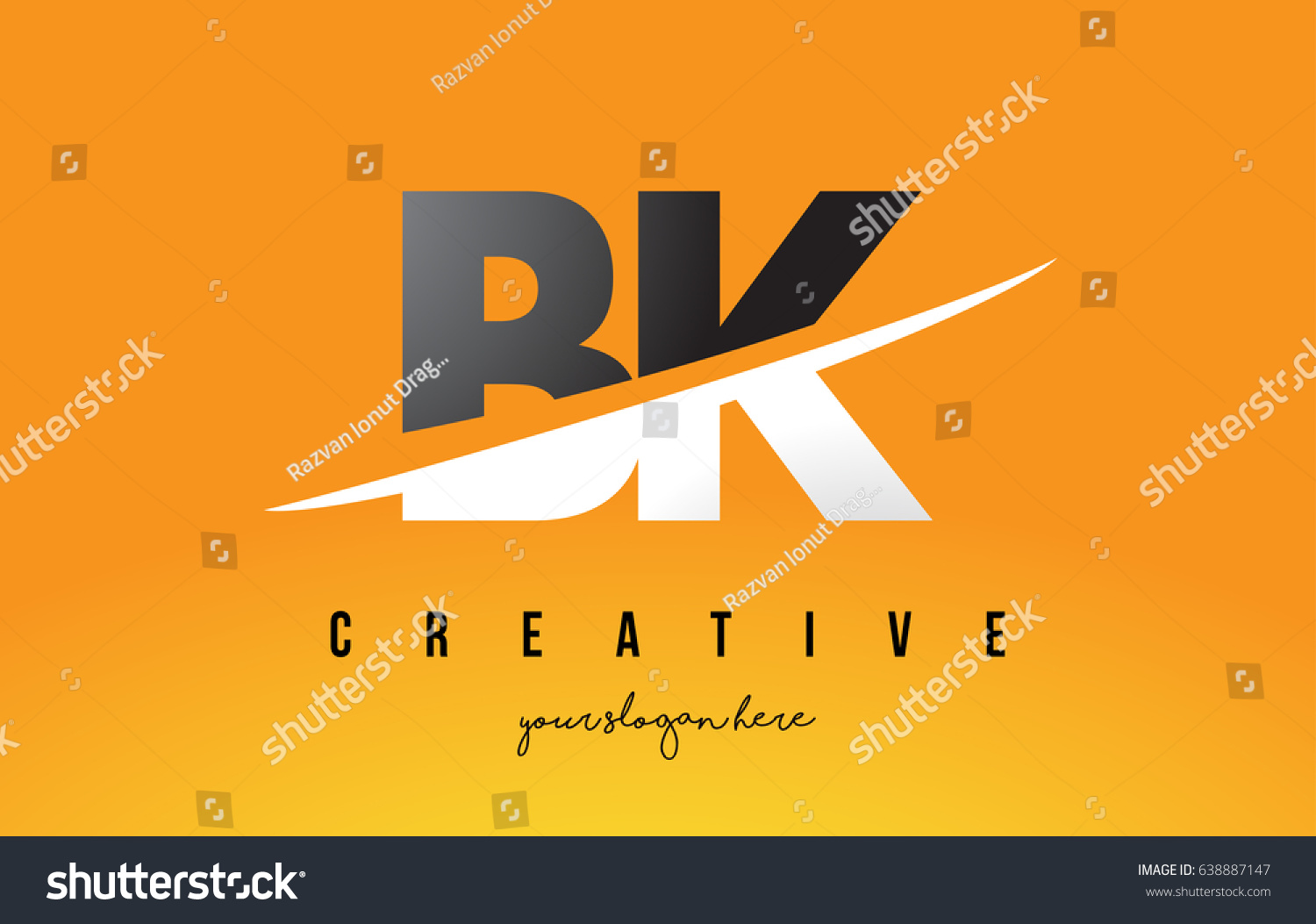 Bk B K Letter Modern Logo Design With Swoosh Royalty Free Stock