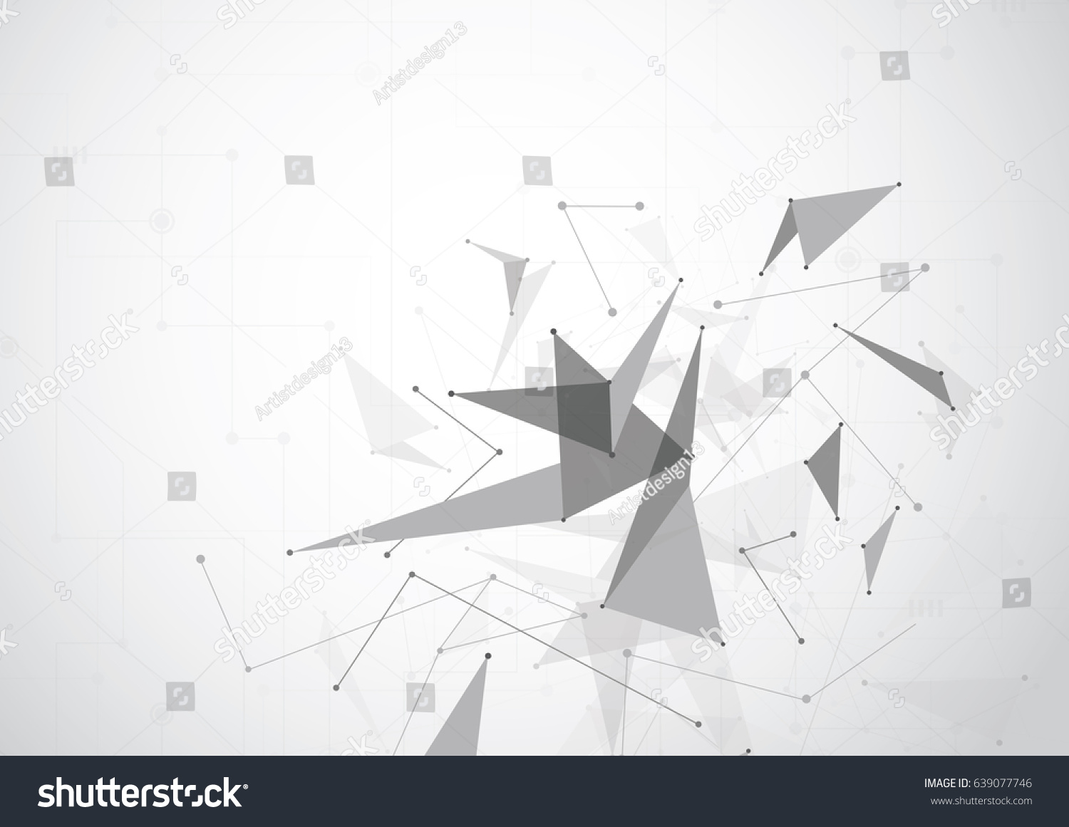 Gray Abstract polygonal space low poly background with connecting dots and lines. Connection structure. Vector Illustration #639077746