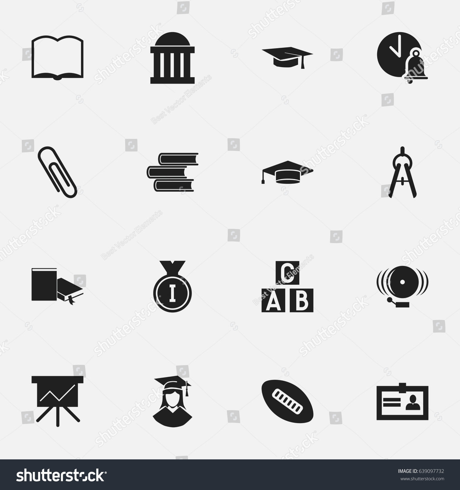 Set Of 16 Editable School Icons. Includes - Royalty Free Stock Vector ...