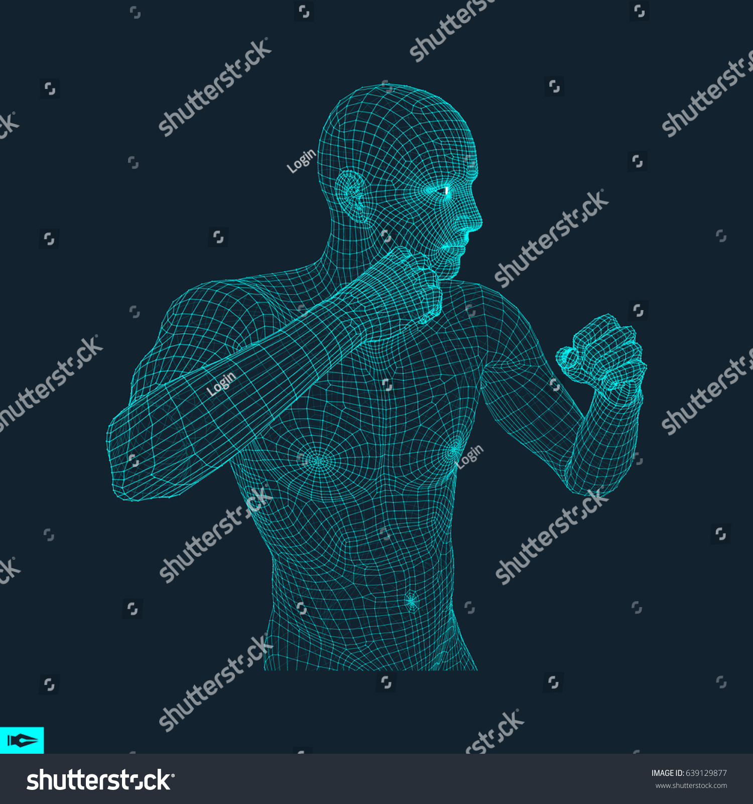 Boxer. Fighting Man. 3D Model of Man. Polygonal - Royalty Free Stock ...