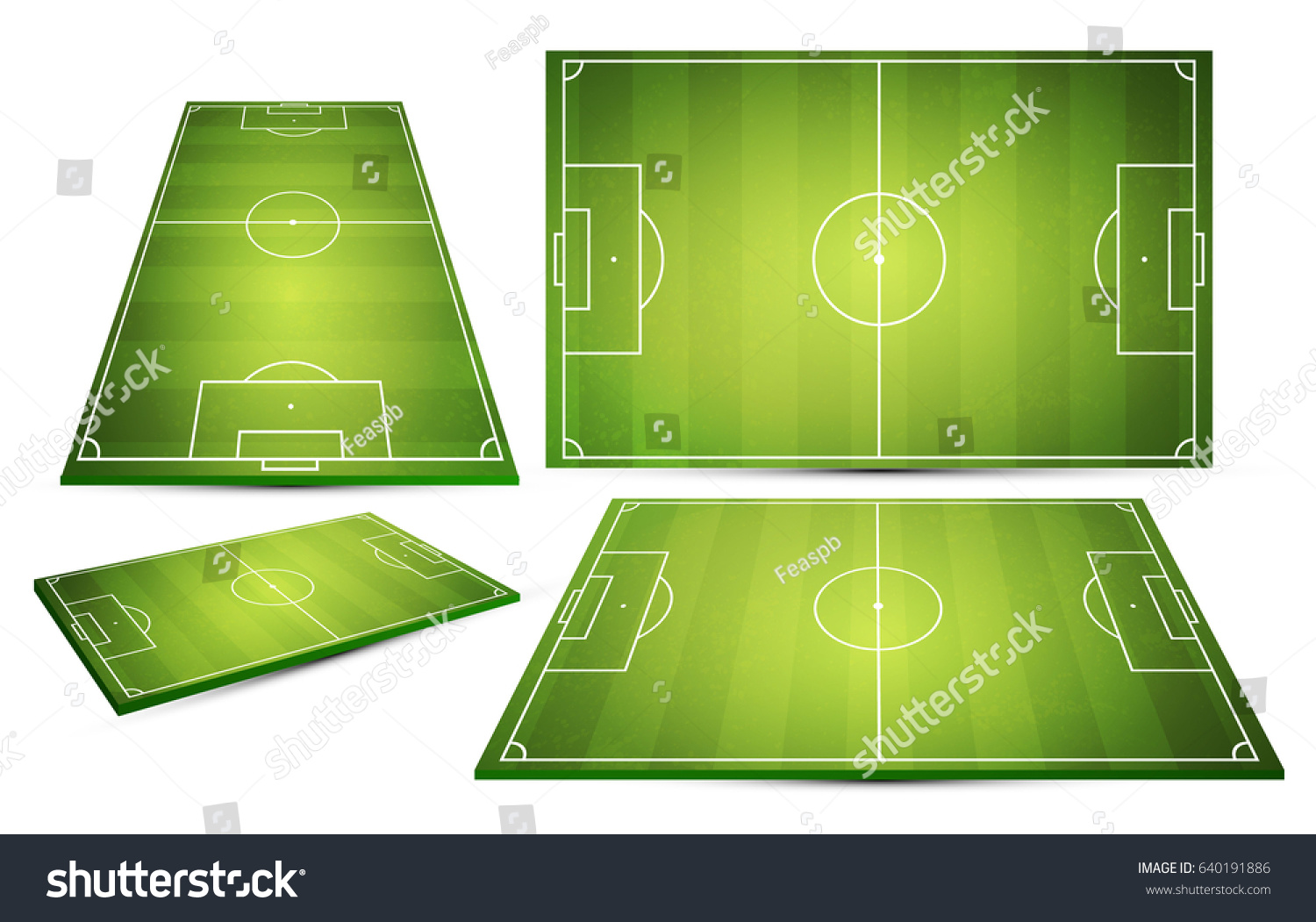 Soccer field collection. Perspective elements. Vector illustration