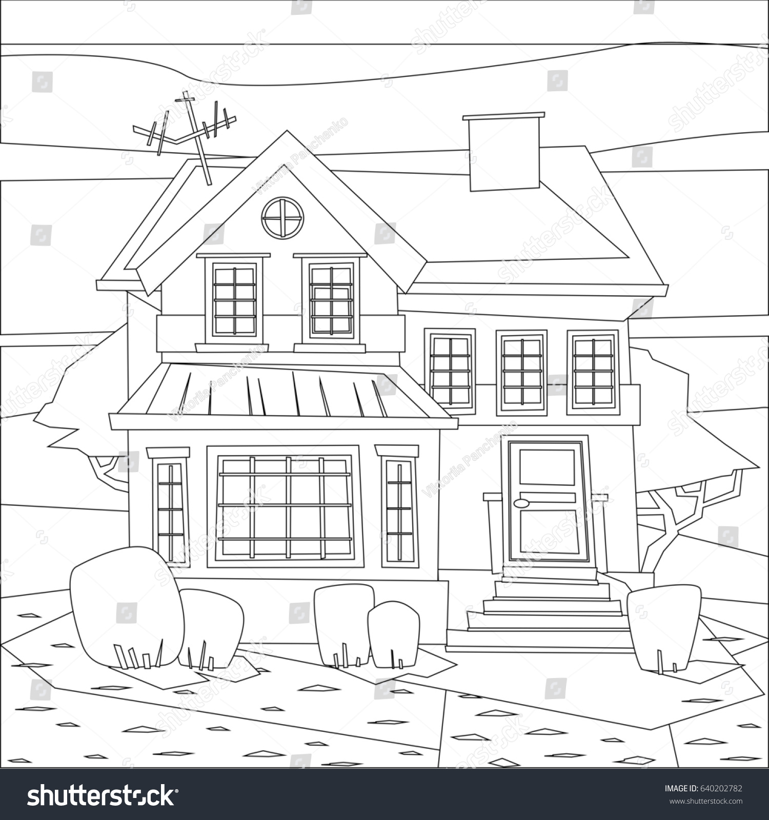 Catroon house building hand drawn raster - Royalty Free Stock Photo ...