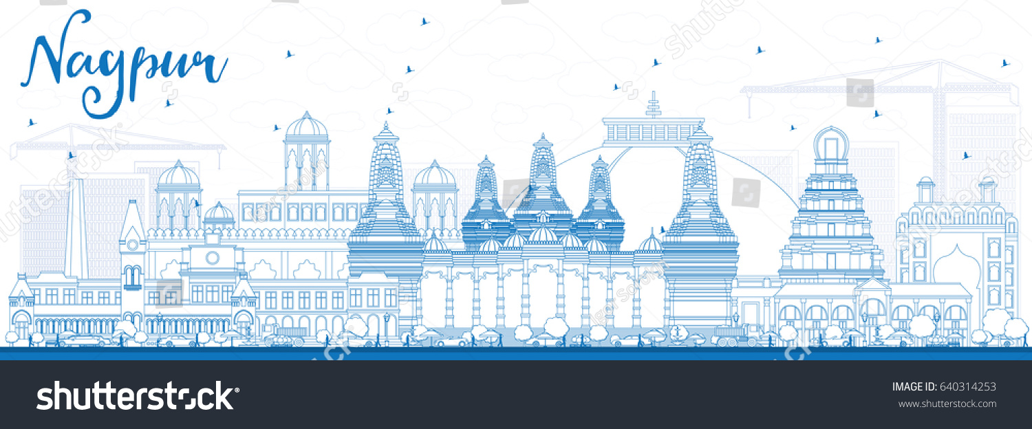 Outline Nagpur Skyline with Blue Buildings. - Royalty Free Stock Vector ...