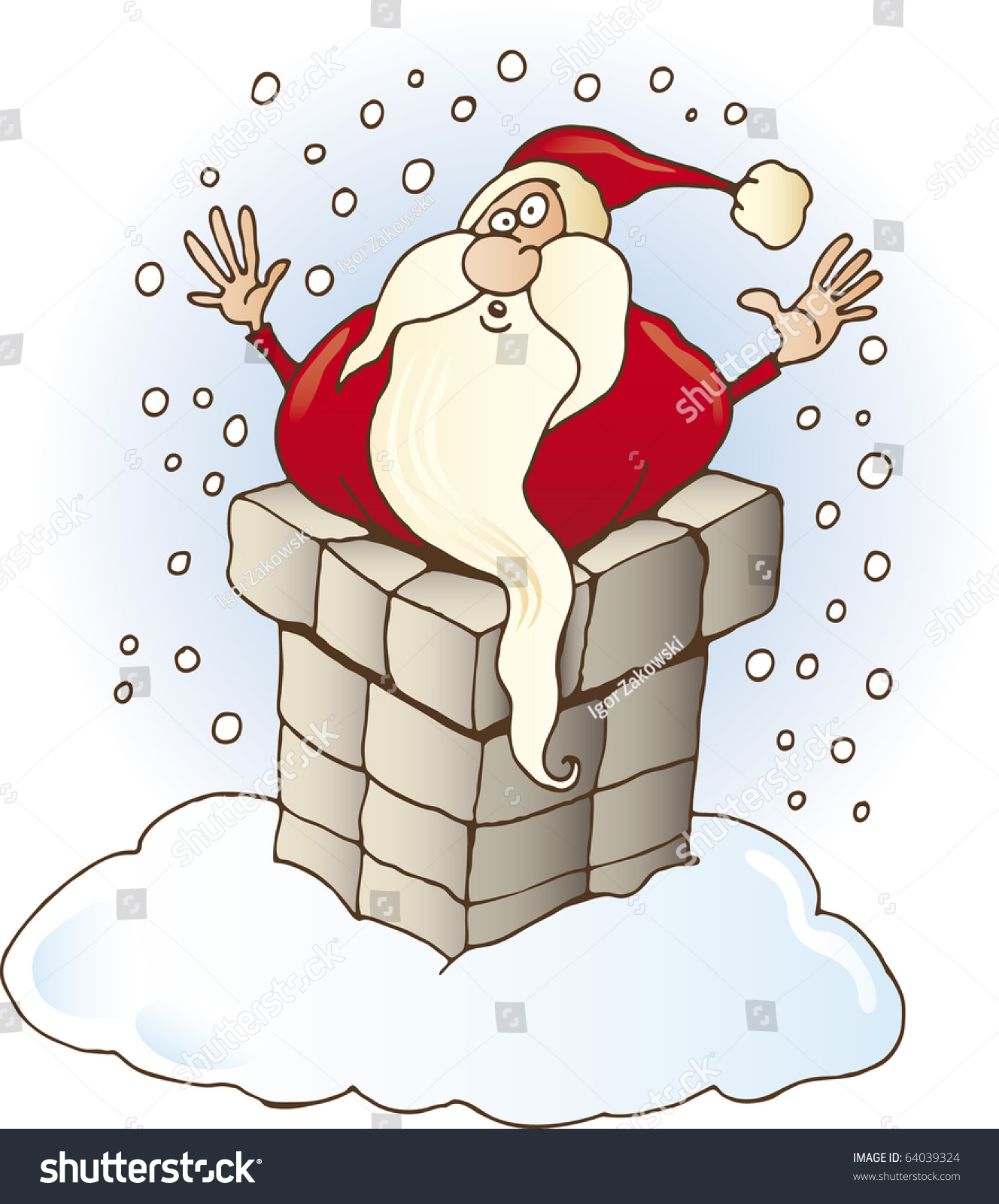 Santa Claus Stuck In Chimney - Royalty Free Stock Photo 64039324 ...