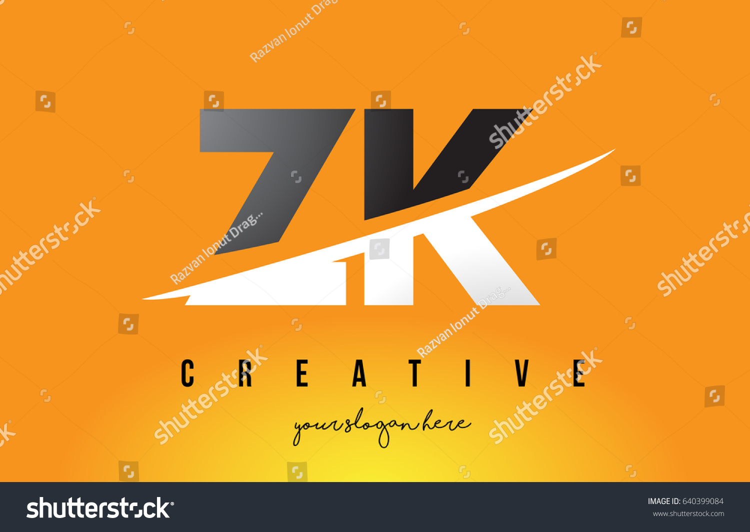 Zk Z K Letter Modern Logo Design With Swoosh Royalty Free Stock Vector 640399084