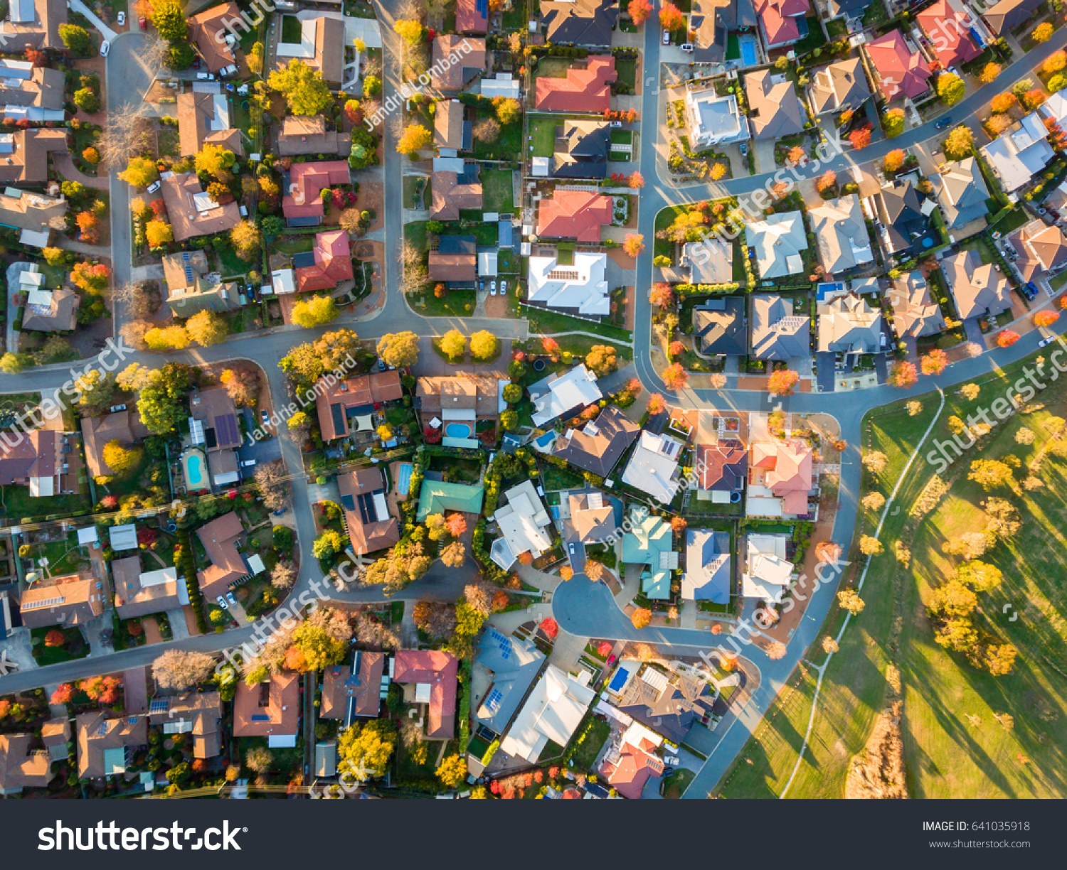 Aerial view of a typical suburb in Australia #641035918