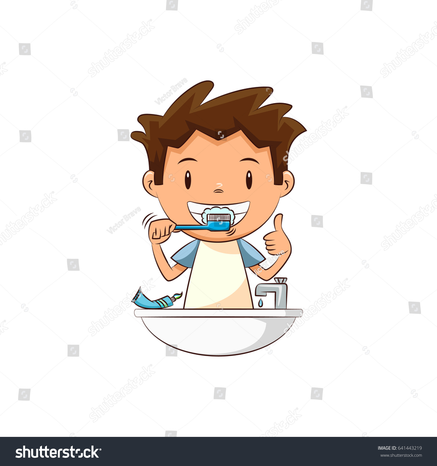 Child brushing teeth - Royalty Free Stock Vector 641443219 - Avopix.com