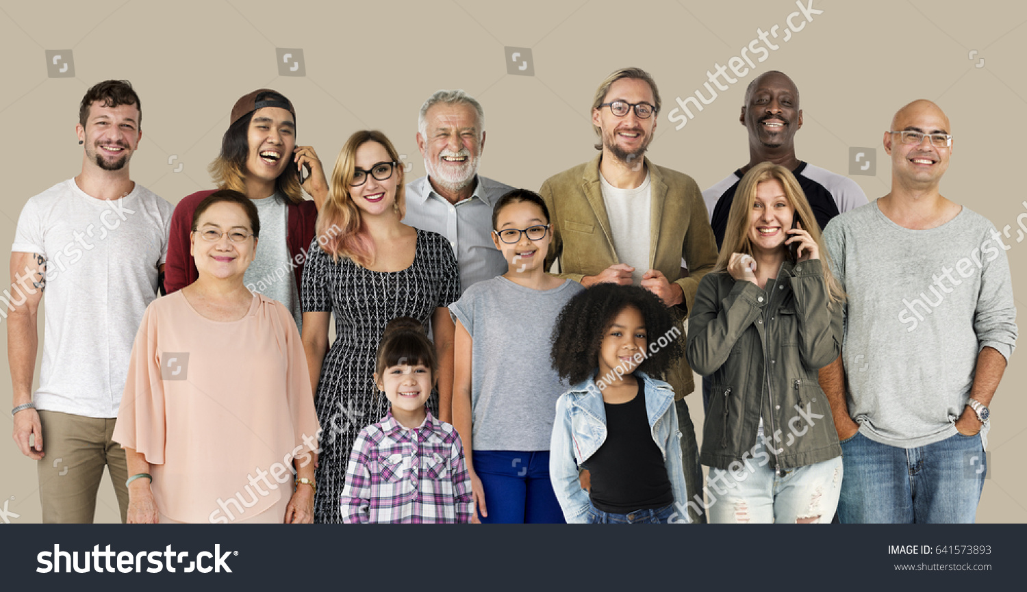 Diversity of People Generations Set Together Studio Isolated #641573893