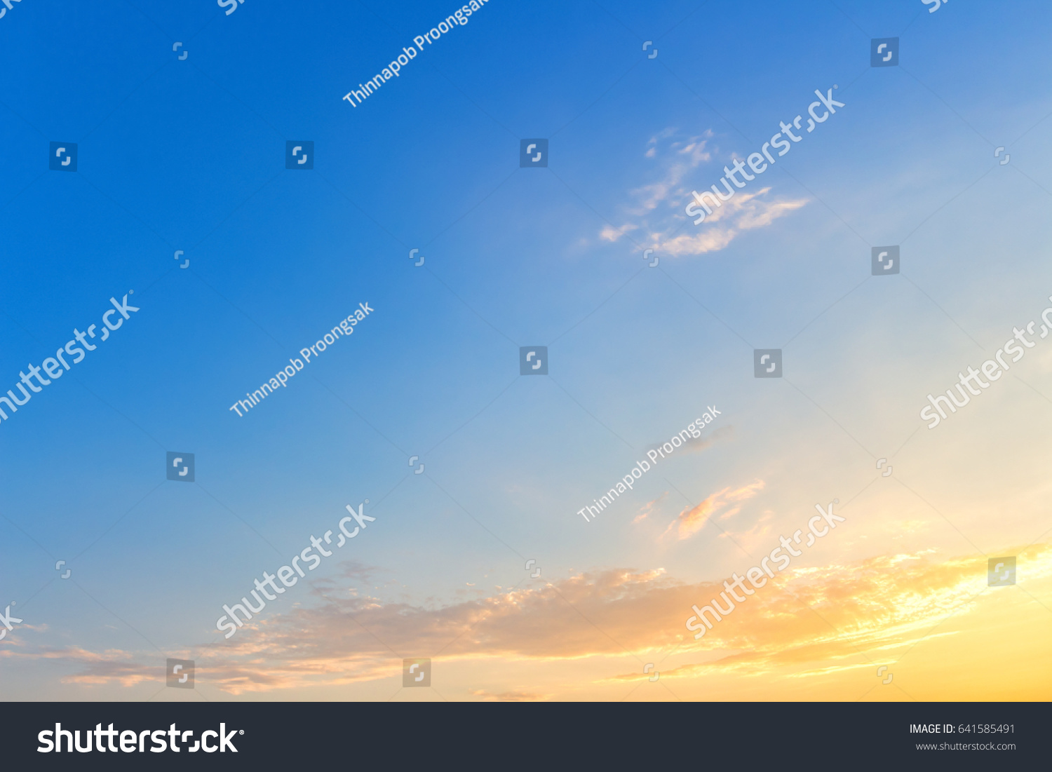 morning colorful clear blue sky background with white clouds sunrise or sunset. #641585491