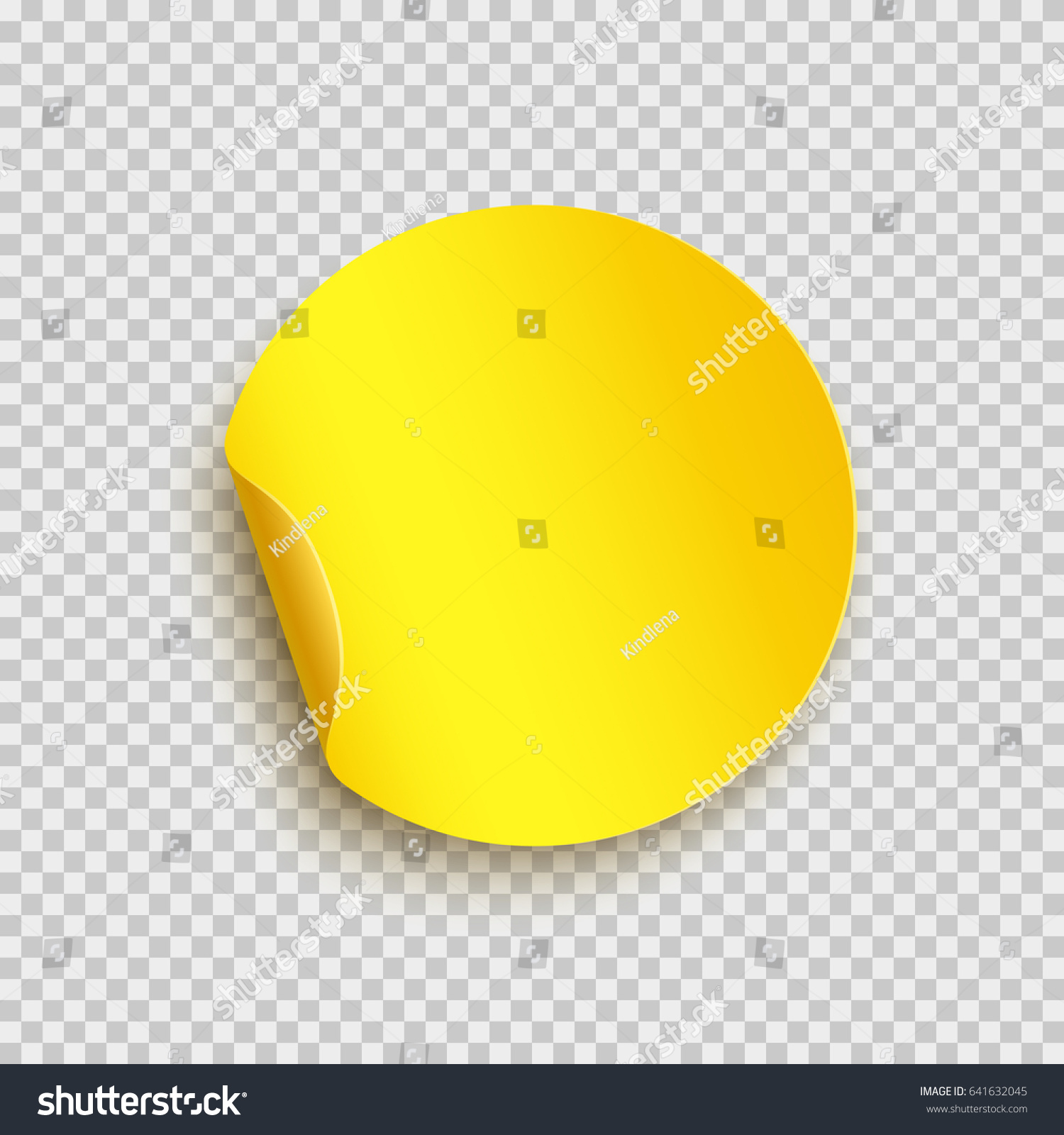 Sticker with peel off corner isolated on transparent background. Vector yellow blank paper banner or circle folded label.  #641632045