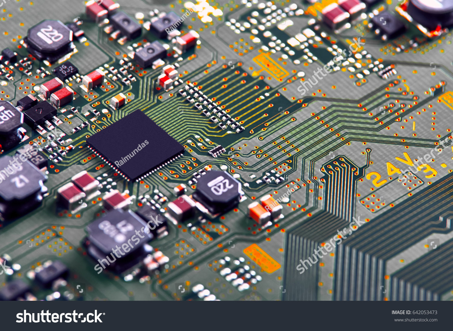 Electronic circuit board close up. #642053473