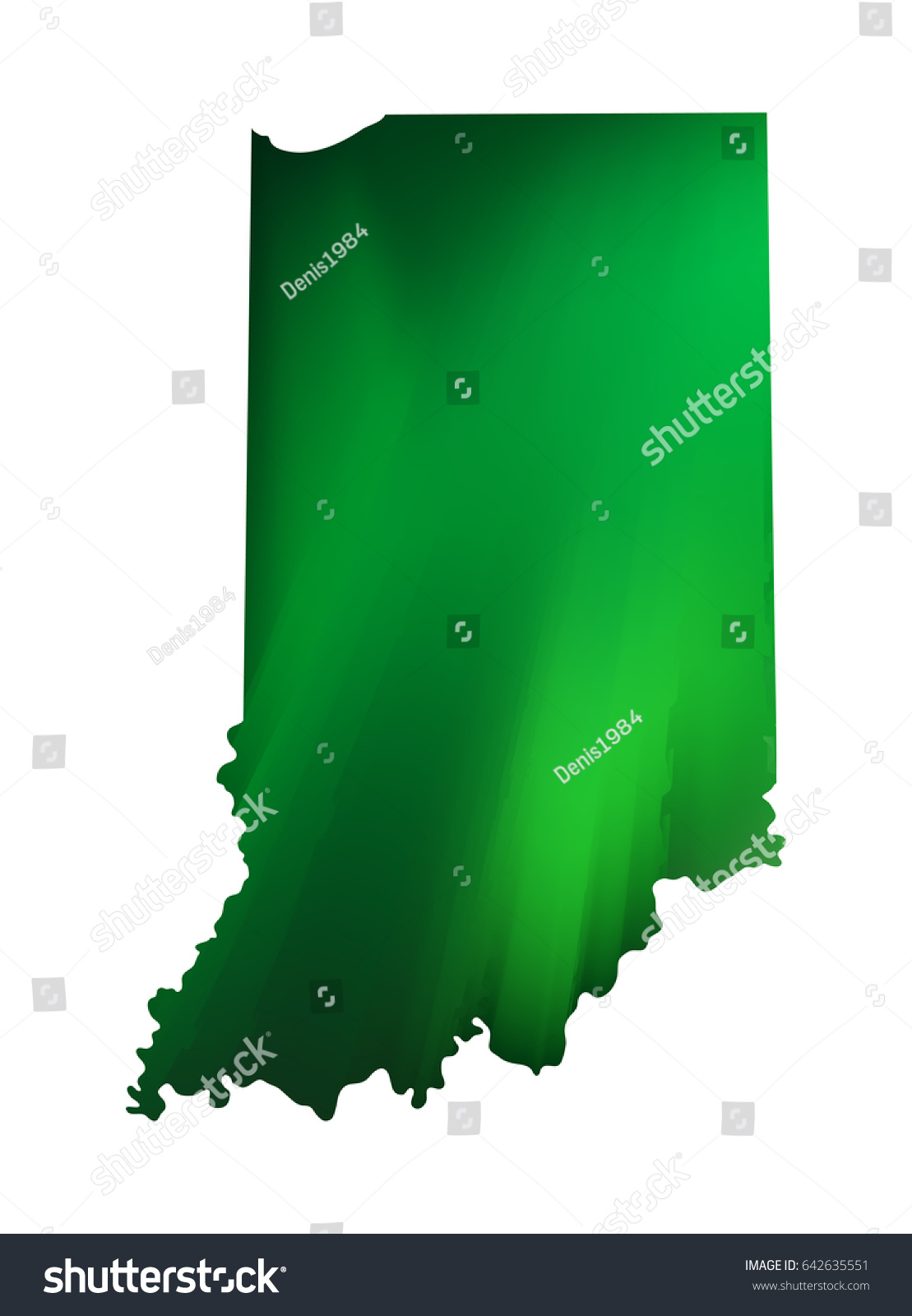 Green vector map of state Indiana. Isolated illustration on white background #642635551